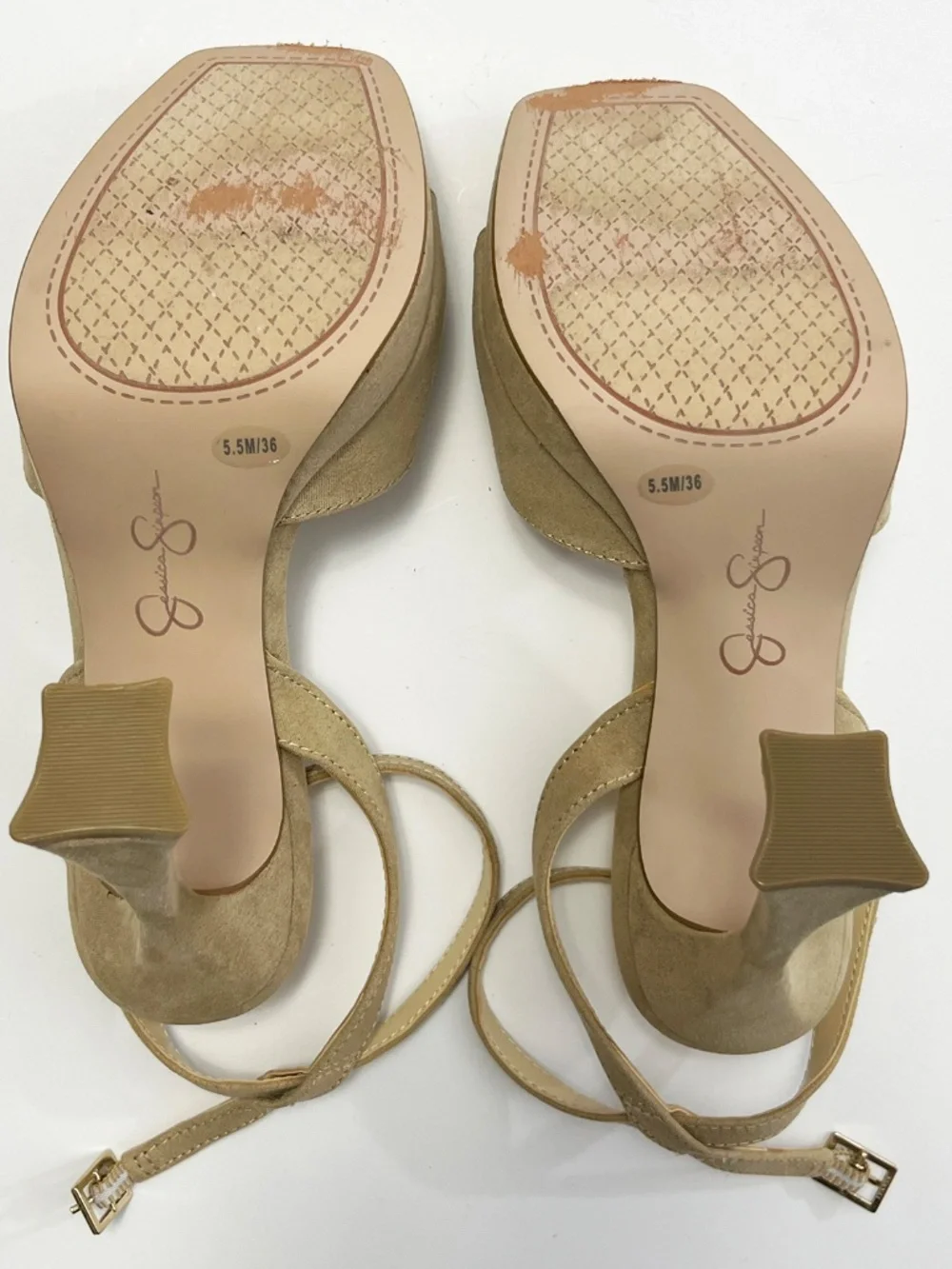New w/ Box Beige Jessica Simpson Women's Heels Size 5.5 Suede Platform Shoes